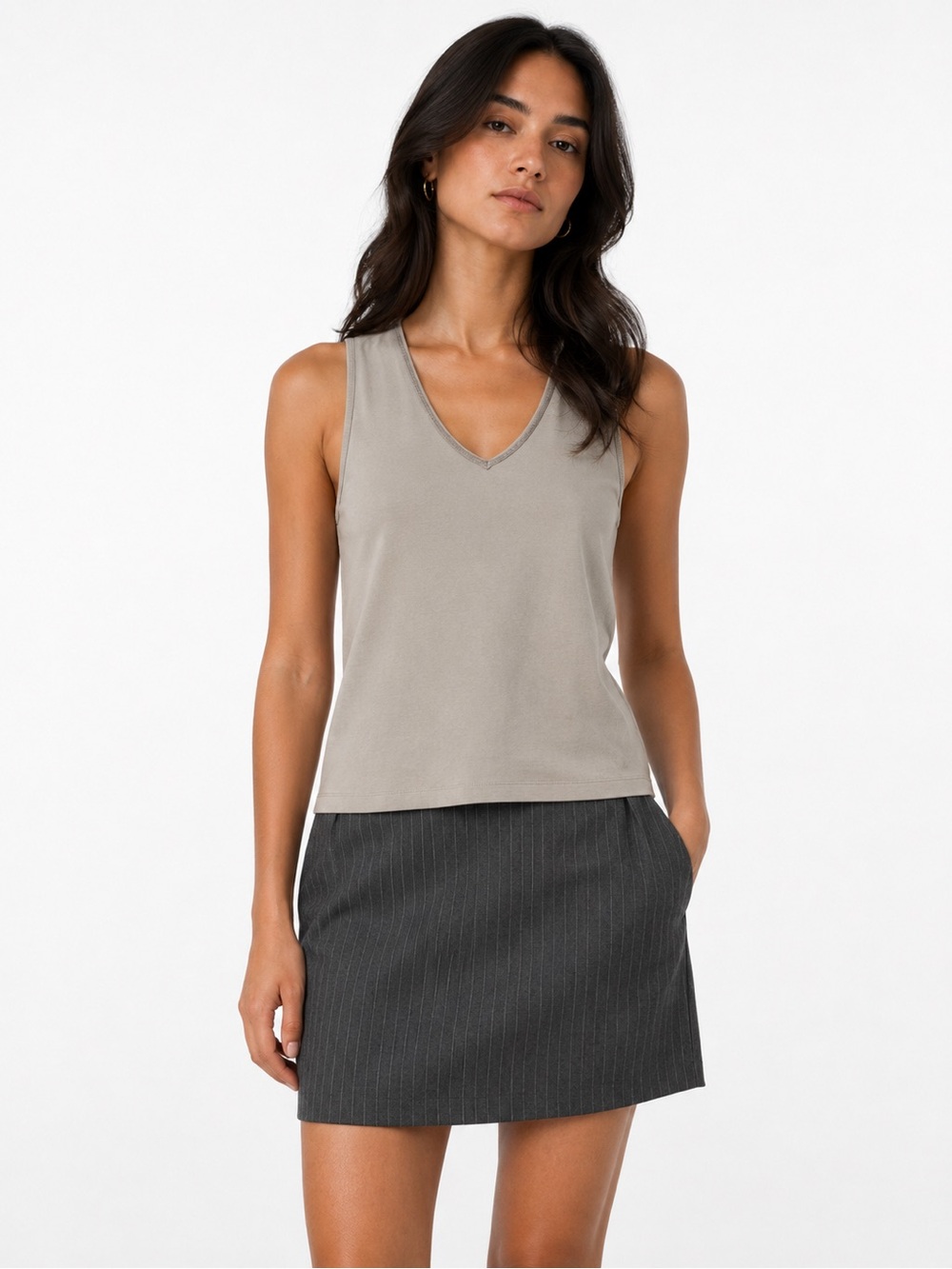 FABIANA FILIPPI METALLIC TRIM NECKLINE TANK TOP
